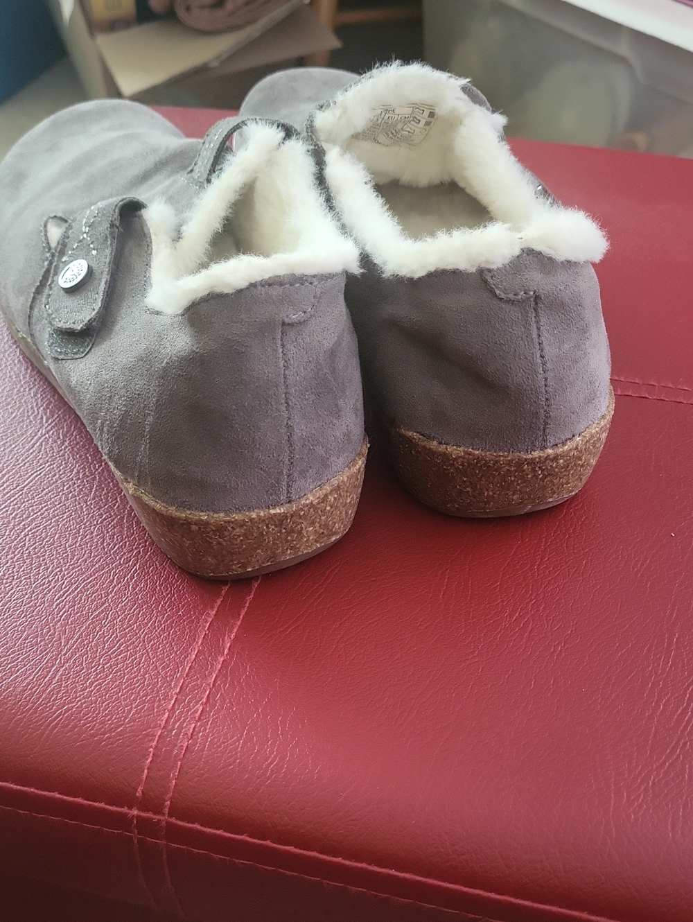 Earth Origins Gray Suede Faux-Fur Lined Slip-On - Picture 6 of 6